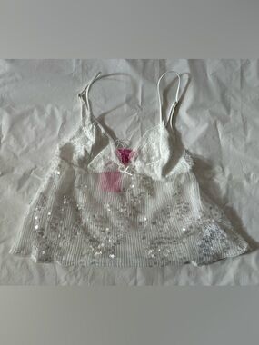 Edikted White Lace & Sequin Cami
